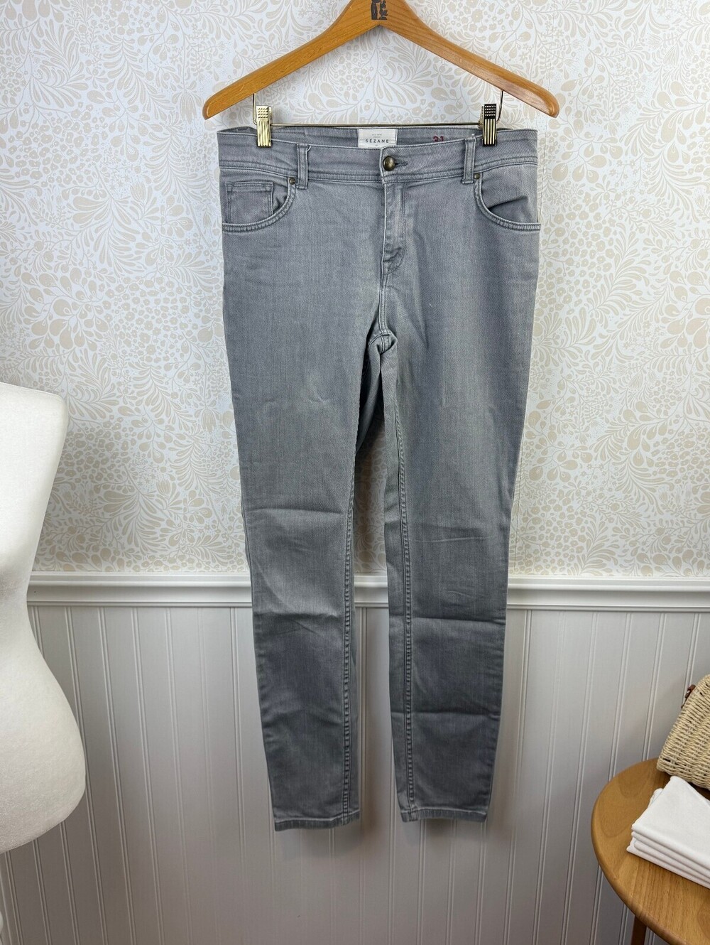 Sézane Women's Gray Mid-Rise Skinny Denim Jeans - Size - 31 - Picture 2 of 9